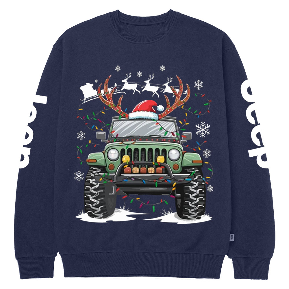 Jp Replace Rrindeer Funny Christmas Crew Neck Sweatshirt