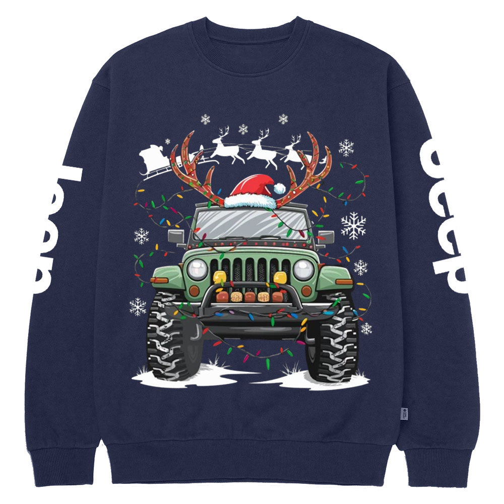 Jp Replace Rrindeer Funny Christmas Crew Neck Sweatshirt
