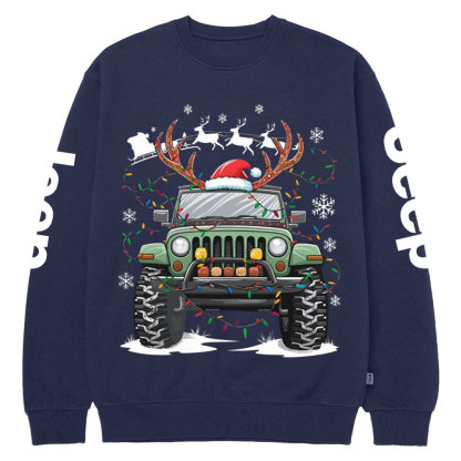 Jp Replace Rrindeer Funny Christmas Crew Neck Sweatshirt