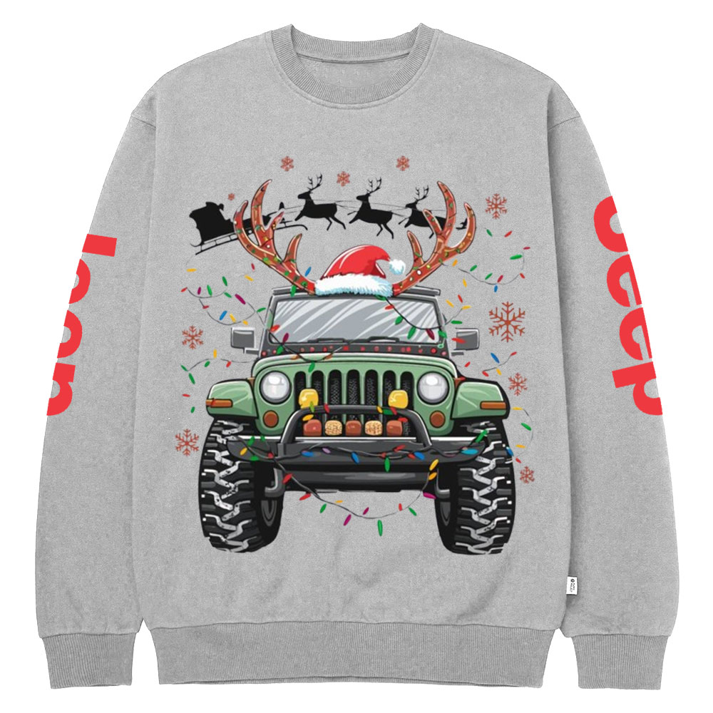 Jp Replace Rrindeer Funny Christmas Crew Neck Sweatshirt