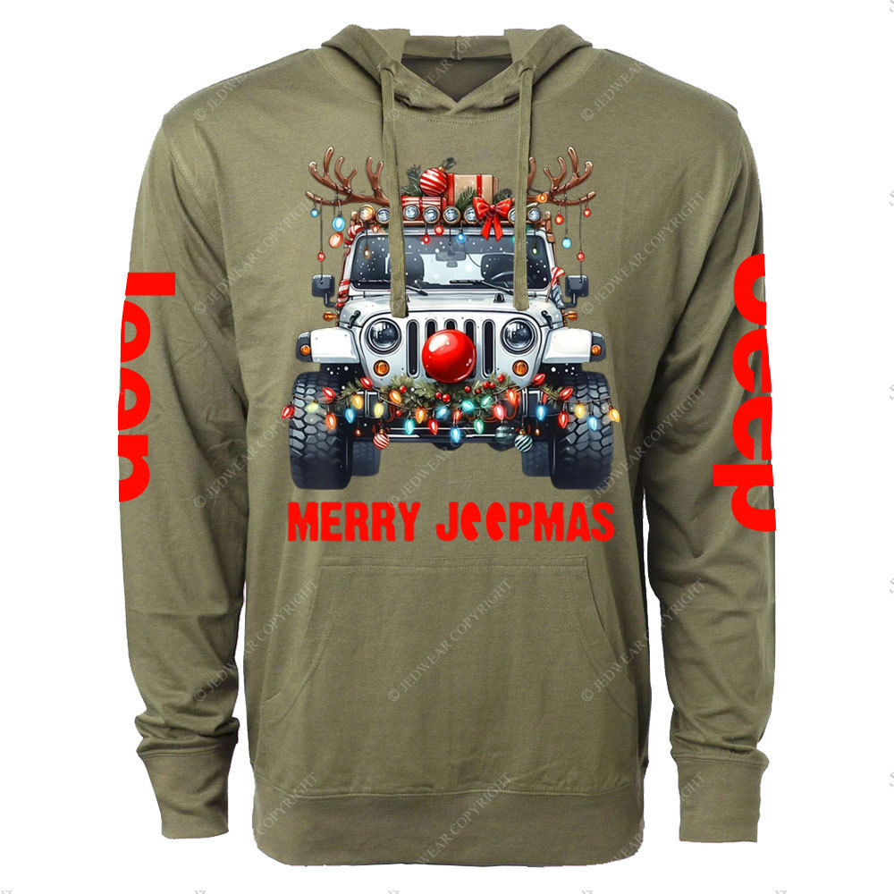 Merry Jpmas Ugly Light Reindeer Christmas Essential Oversized Lightweight Hoodie