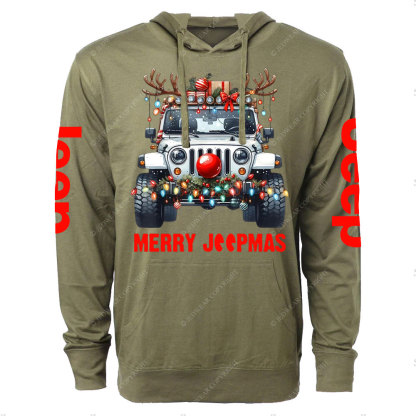 Merry Jpmas Ugly Light Reindeer Christmas Essential Oversized Lightweight Hoodie