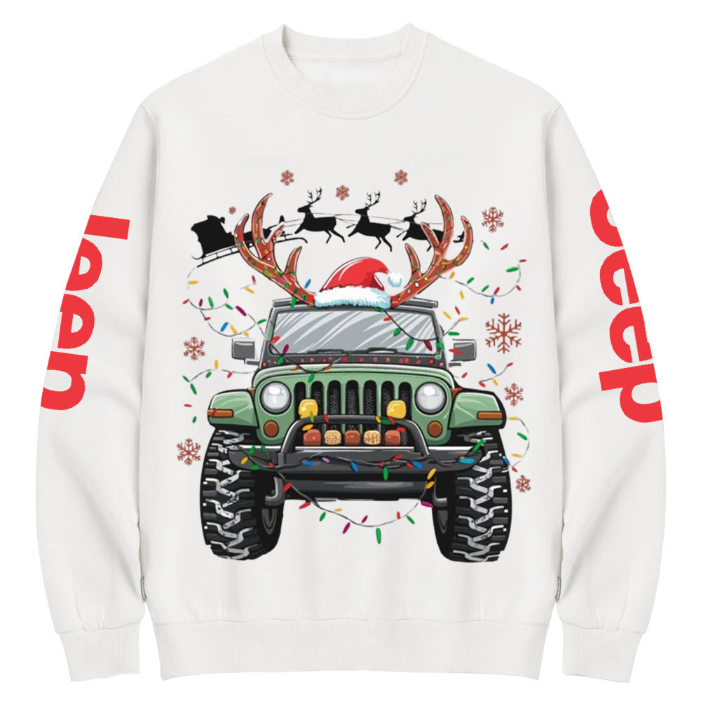 Jp Replace Rrindeer Funny Christmas Crew Neck Sweatshirt