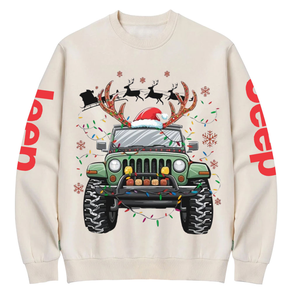 Jp Replace Rrindeer Funny Christmas Crew Neck Sweatshirt