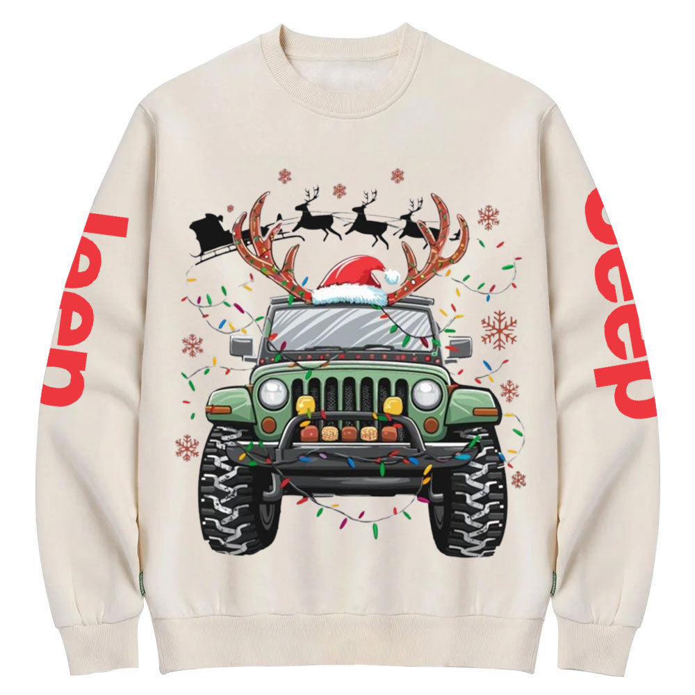 Jp Replace Rrindeer Funny Christmas Crew Neck Sweatshirt