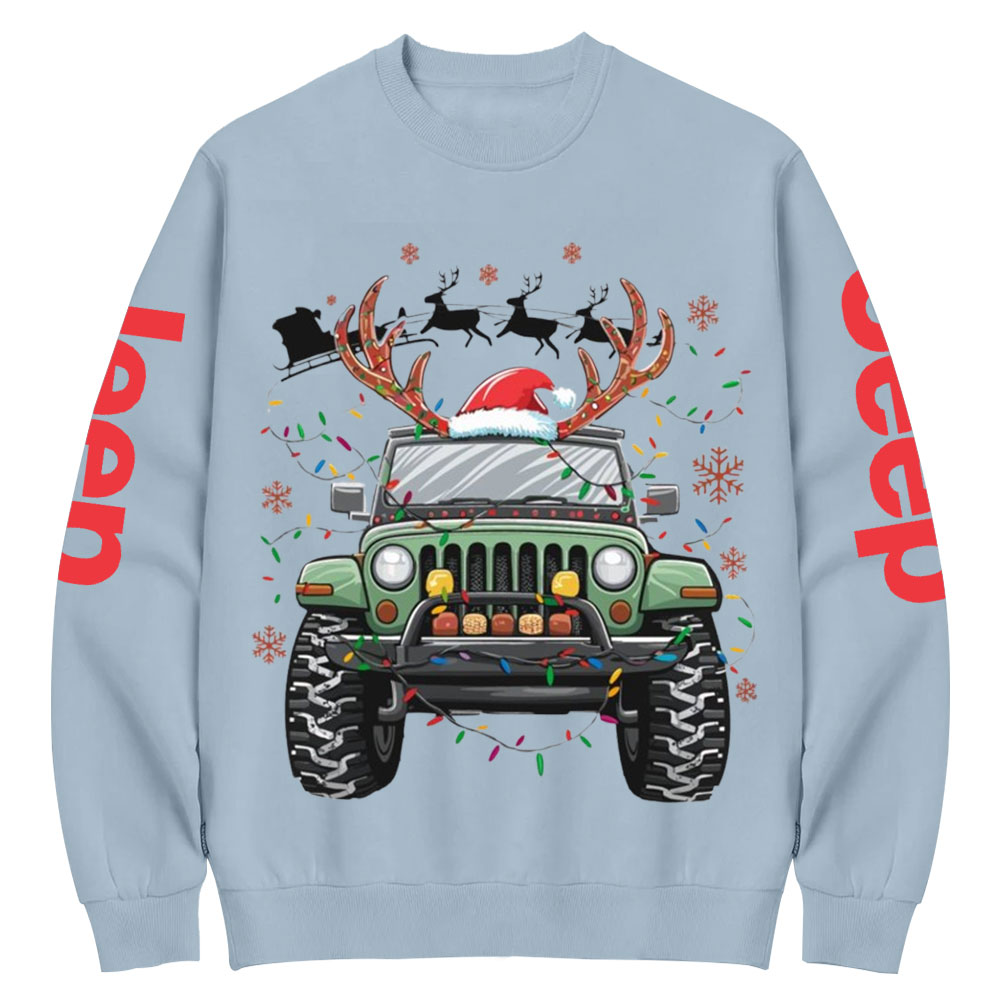 Jp Replace Rrindeer Funny Christmas Crew Neck Sweatshirt