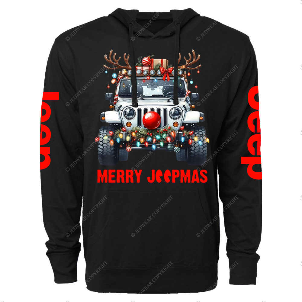 Merry Jpmas Ugly Light Reindeer Christmas Essential Oversized Lightweight Hoodie