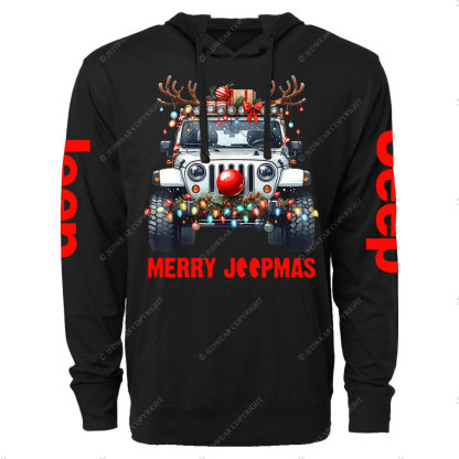 Merry Jpmas Ugly Light Reindeer Christmas Essential Oversized Lightweight Hoodie