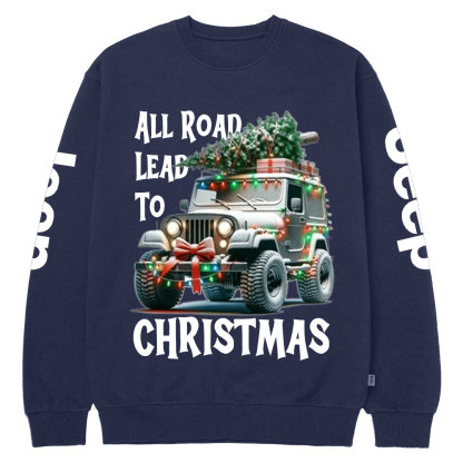 All Road Lead to Christmas Butterfly Tie Jp Grille Crew Neck Sweatshirt