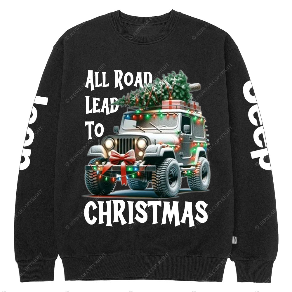 All Road Lead to Christmas Butterfly Tie Jp Grille Crew Neck Sweatshirt