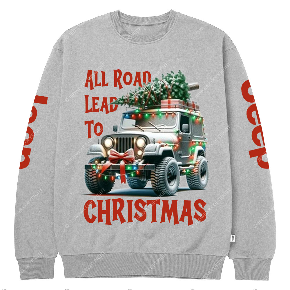All Road Lead to Christmas Butterfly Tie Jp Grille Crew Neck Sweatshirt