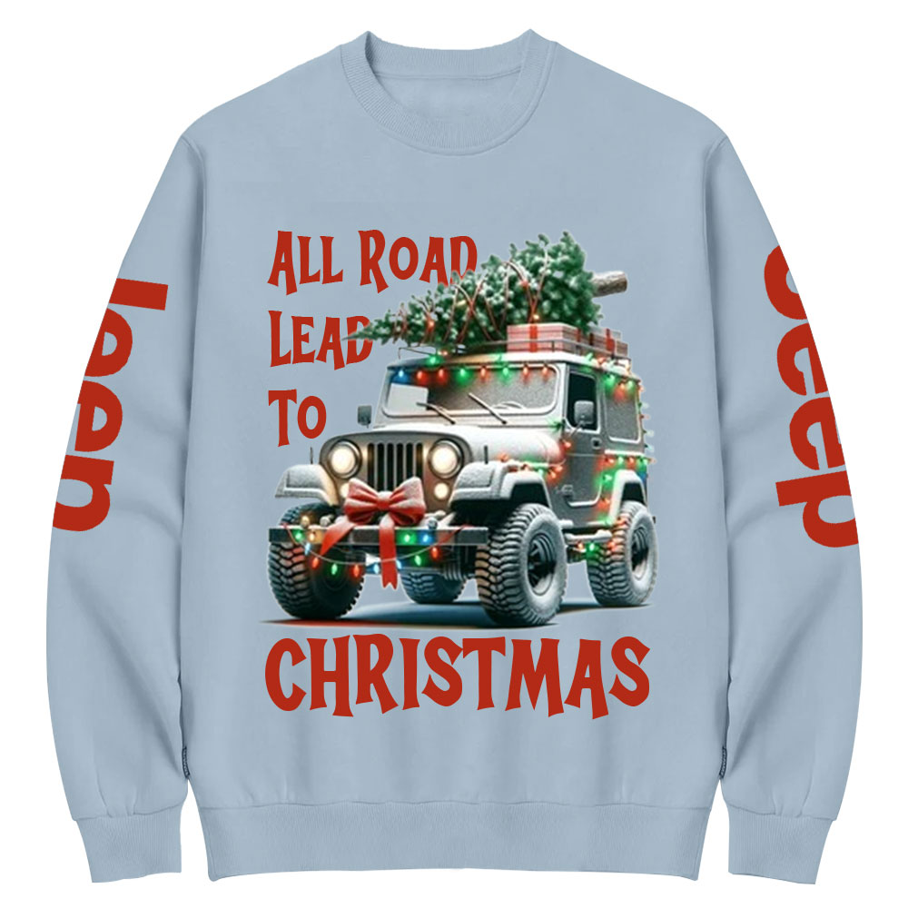 All Road Lead to Christmas Butterfly Tie Jp Grille Crew Neck Sweatshirt