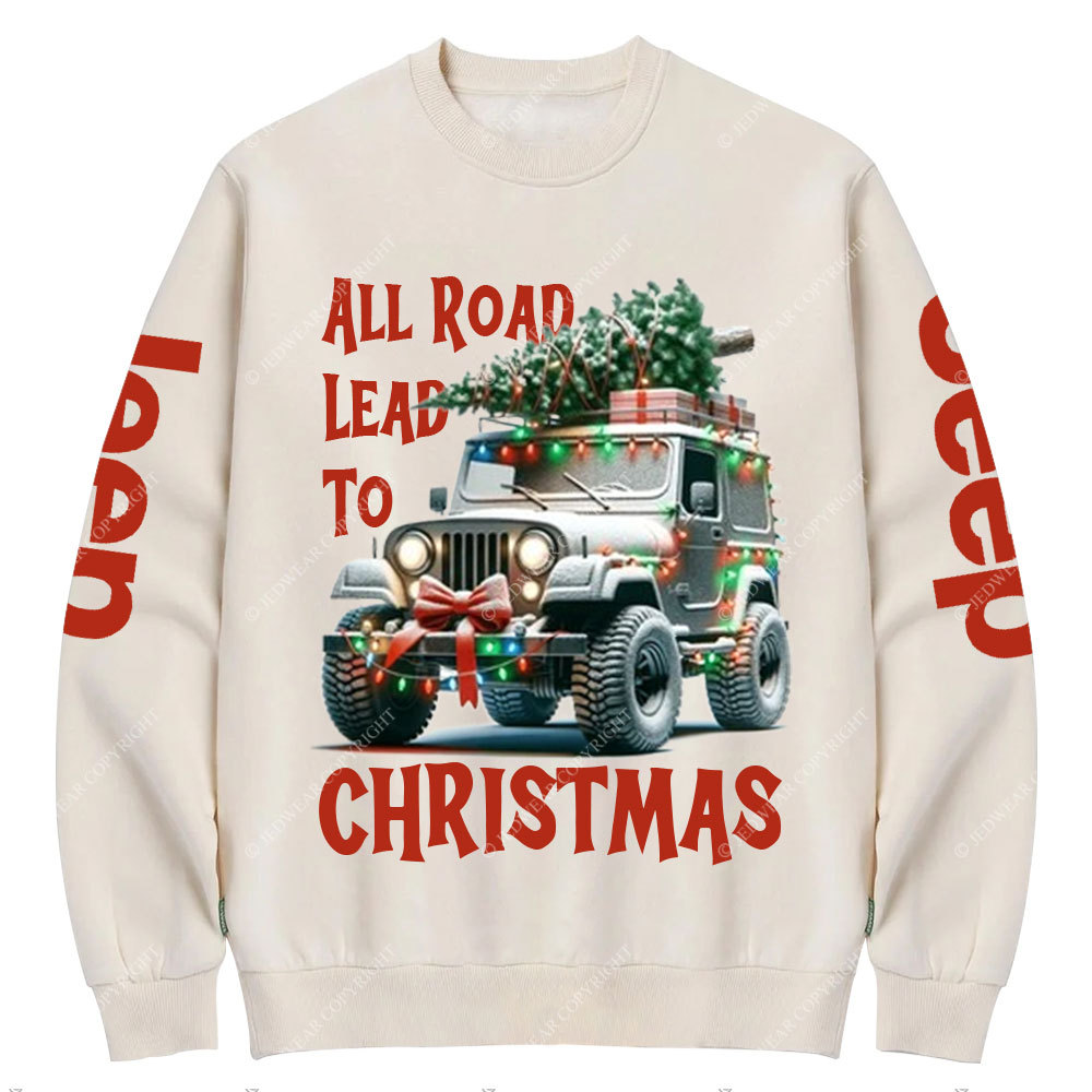 All Road Lead to Christmas Butterfly Tie Jp Grille Crew Neck Sweatshirt