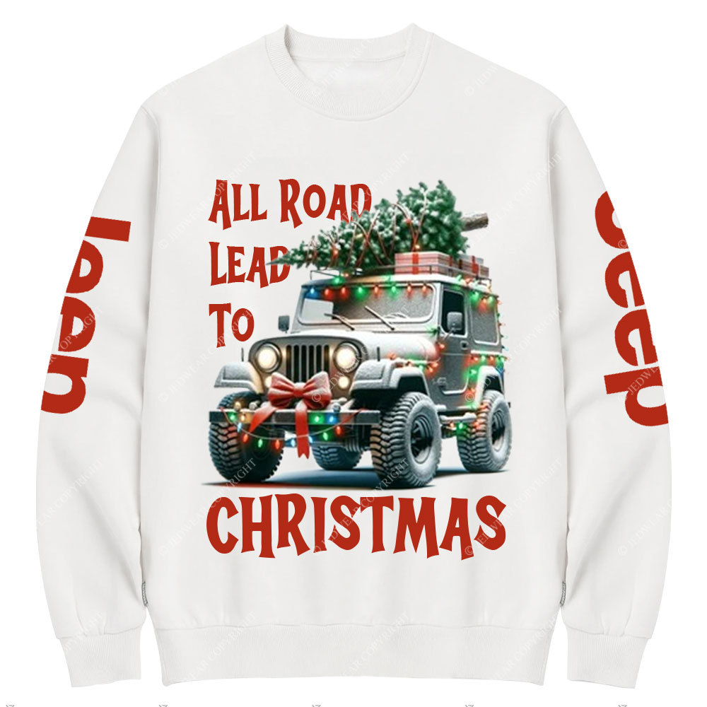 All Road Lead to Christmas Butterfly Tie Jp Grille Crew Neck Sweatshirt