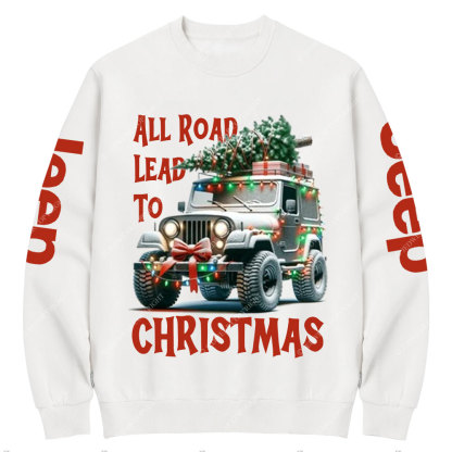 All Road Lead to Christmas Butterfly Tie Jp Grille Crew Neck Sweatshirt