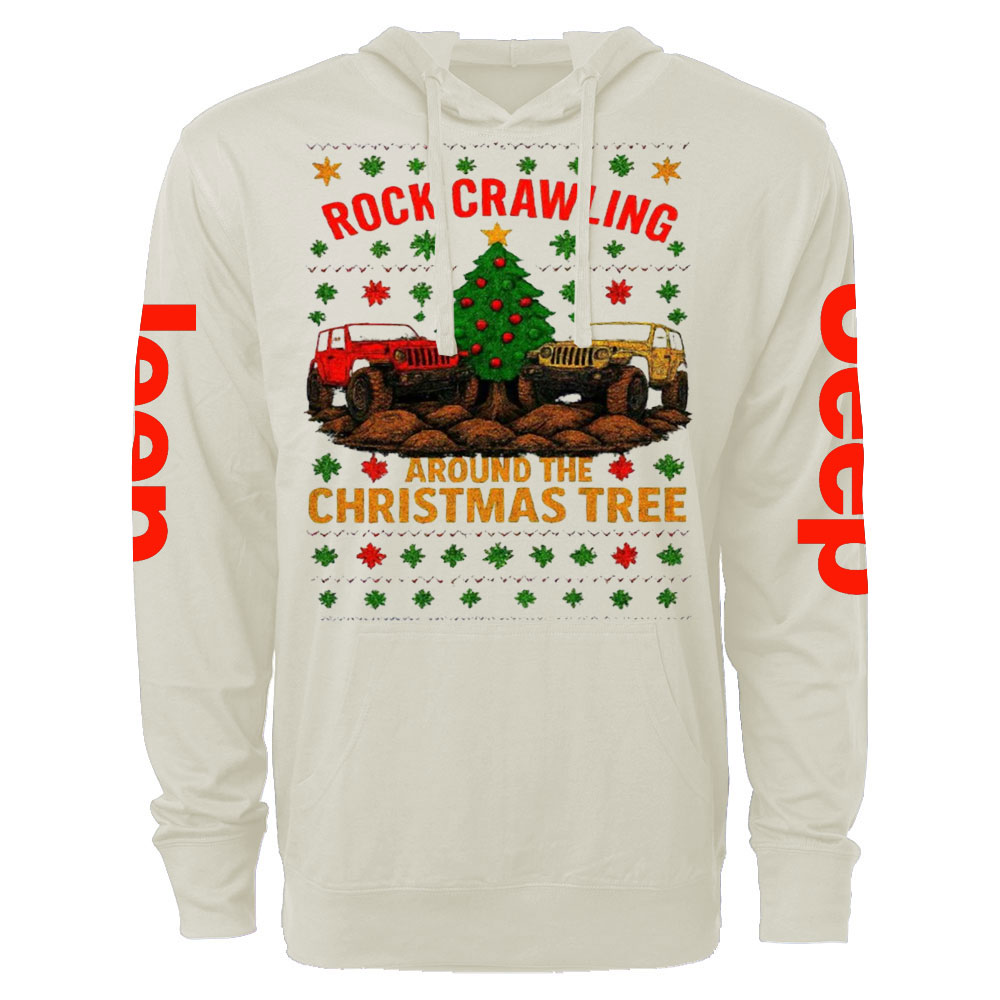 Rock Crawlin Around Tree Christmas Ugly Oversized Lightweight Hoodie