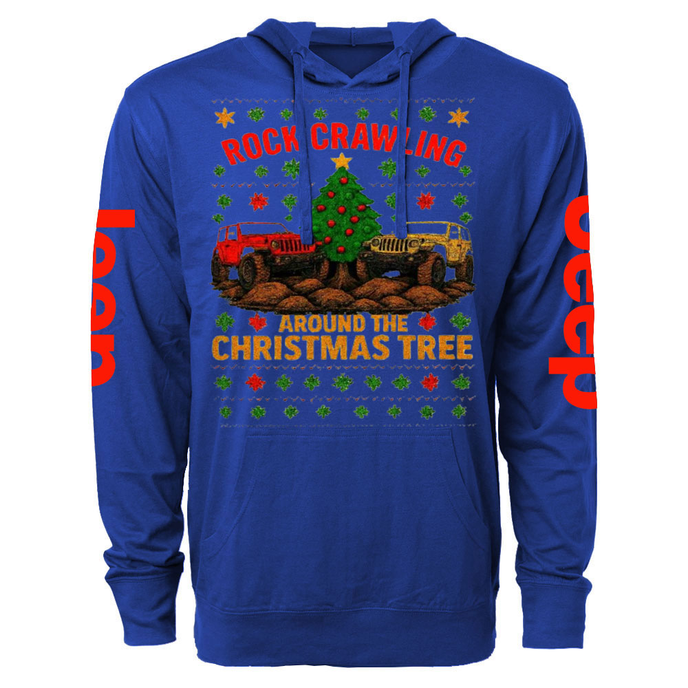 Rock Crawlin Around Tree Christmas Ugly Oversized Lightweight Hoodie