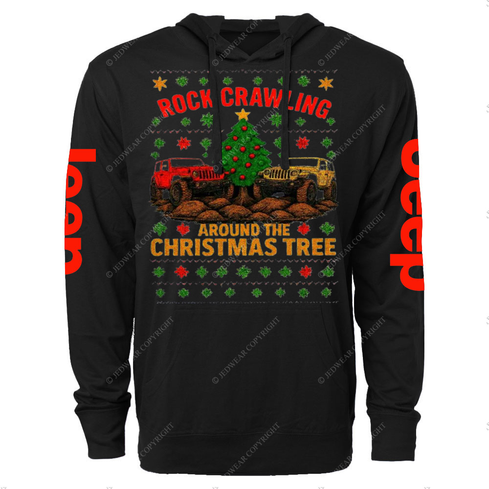 Rock Crawlin Around Tree Christmas Ugly Oversized Lightweight Hoodie