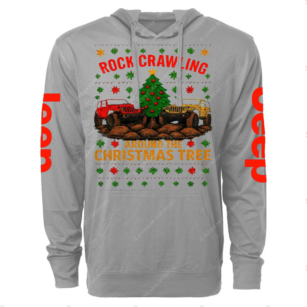 Rock Crawlin Around Tree Christmas Ugly Oversized Lightweight Hoodie