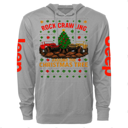 Rock Crawlin Around Tree Christmas Ugly Oversized Lightweight Hoodie