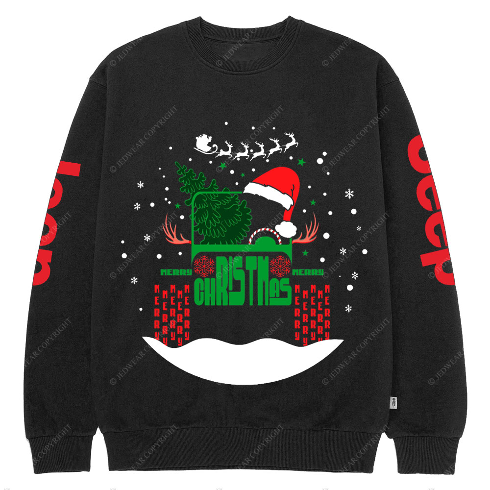 Snow Christmas Hat Off Road Car Jp Crew Neck Sweatshirt