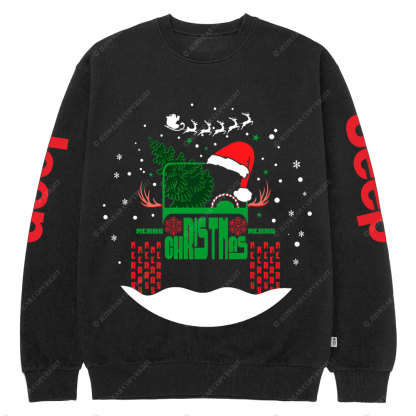 Snow Christmas Hat Off Road Car Jp Crew Neck Sweatshirt