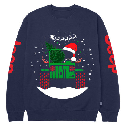 Snow Christmas Hat Off Road Car Jp Crew Neck Sweatshirt