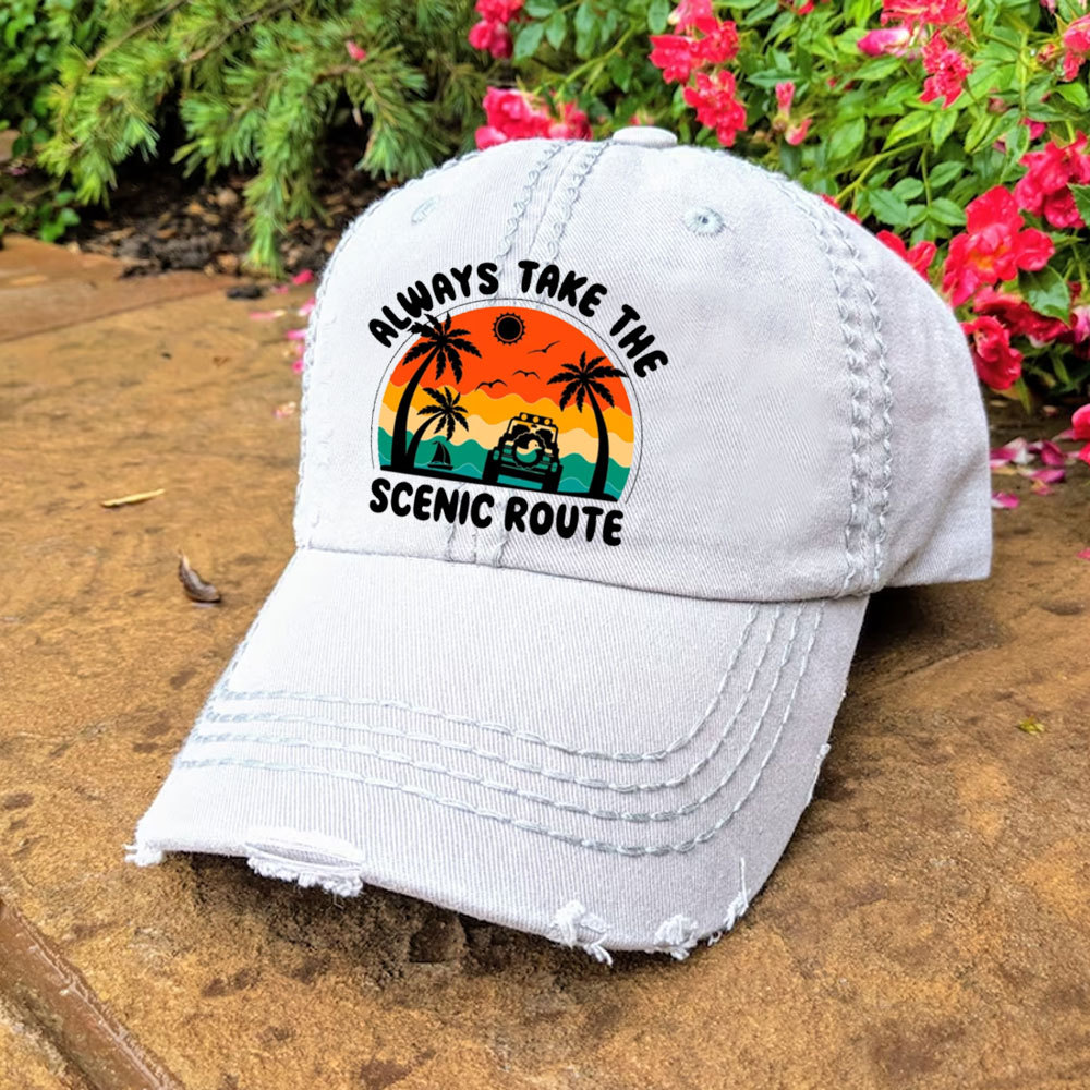 Always Take The Scenic Route Jp Beach Baseball Cap