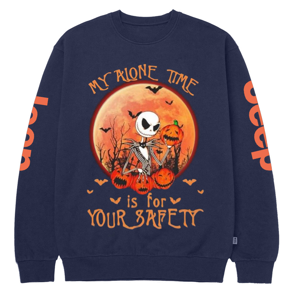 Jack Skellington my alone time is for your safety pumpkin Halloween Jp Crew Neck Sweatshirt