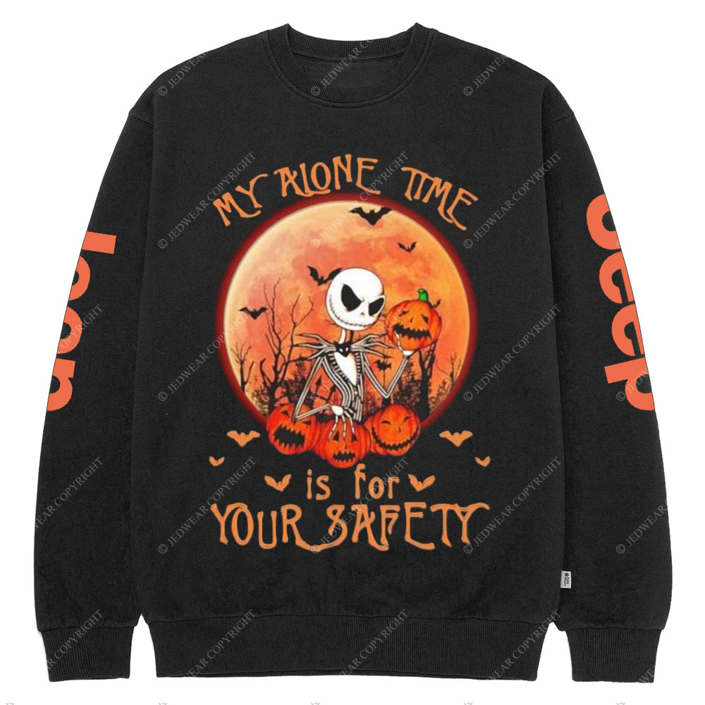 Jack Skellington my alone time is for your safety pumpkin Halloween Jp Crew Neck Sweatshirt
