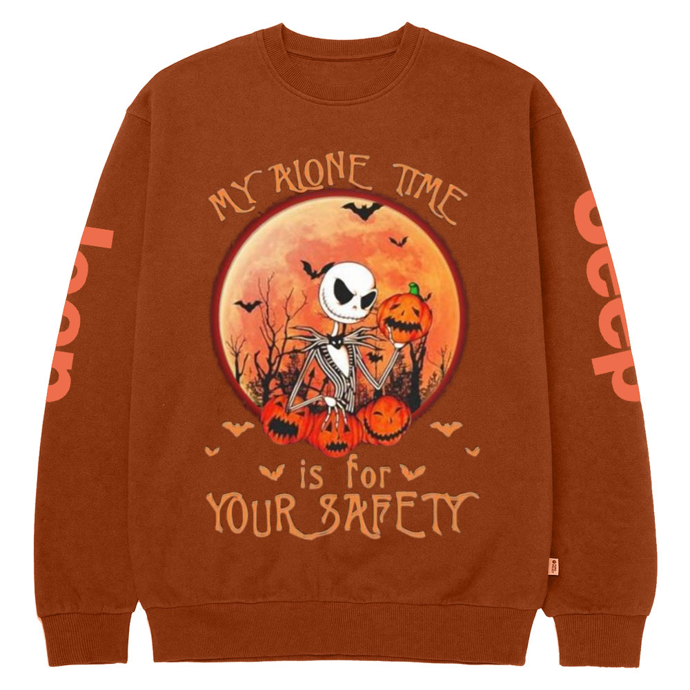 Jack Skellington my alone time is for your safety pumpkin Halloween Jp Crew Neck Sweatshirt