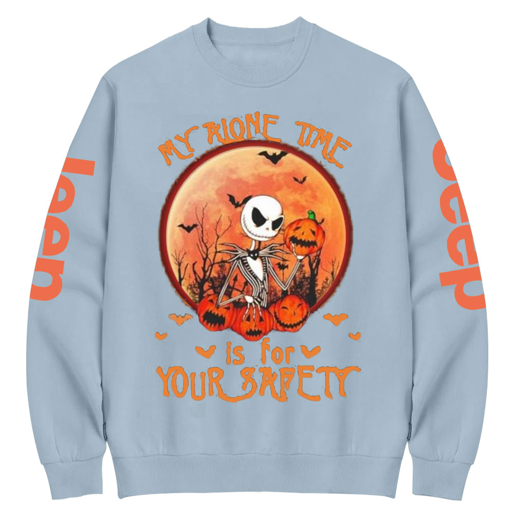 Jack Skellington my alone time is for your safety pumpkin Halloween Jp Crew Neck Sweatshirt