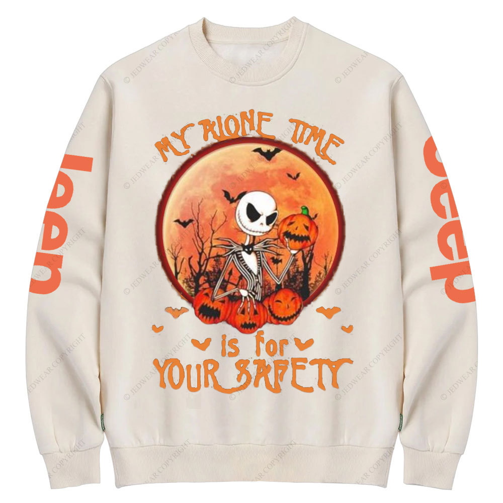 Jack Skellington my alone time is for your safety pumpkin Halloween Jp Crew Neck Sweatshirt