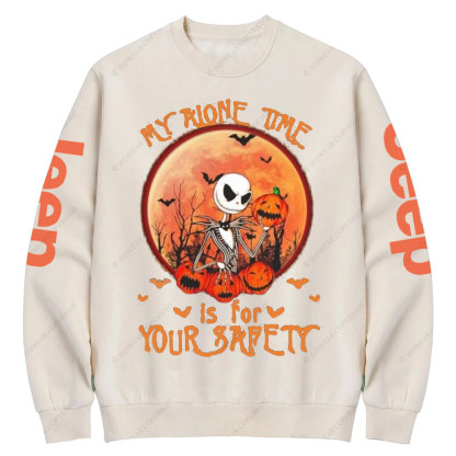 Jack Skellington my alone time is for your safety pumpkin Halloween Jp Crew Neck Sweatshirt