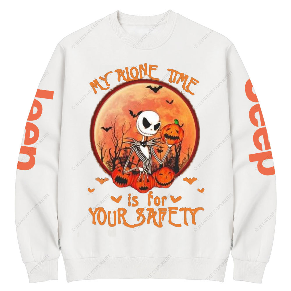 Jack Skellington my alone time is for your safety pumpkin Halloween Jp Crew Neck Sweatshirt