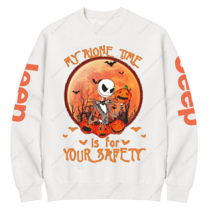 Jack Skellington my alone time is for your safety pumpkin Halloween Jp Crew Neck Sweatshirt