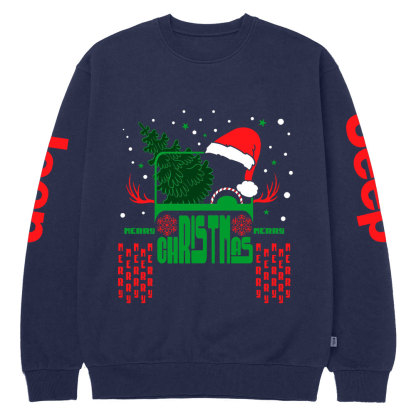 Christmas Hat Off Road Car Crew Neck Sweatshirt