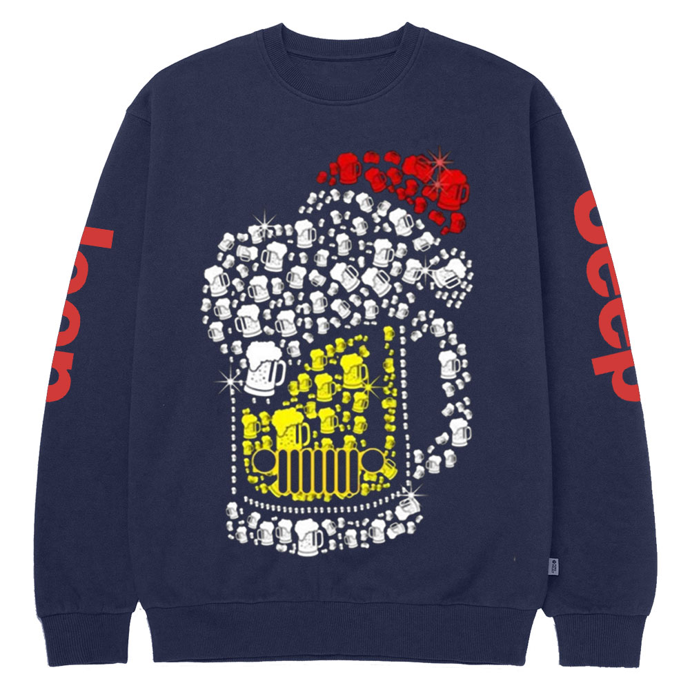 Jp beer Santa Hat Christmas Crew Neck Sweatshirt