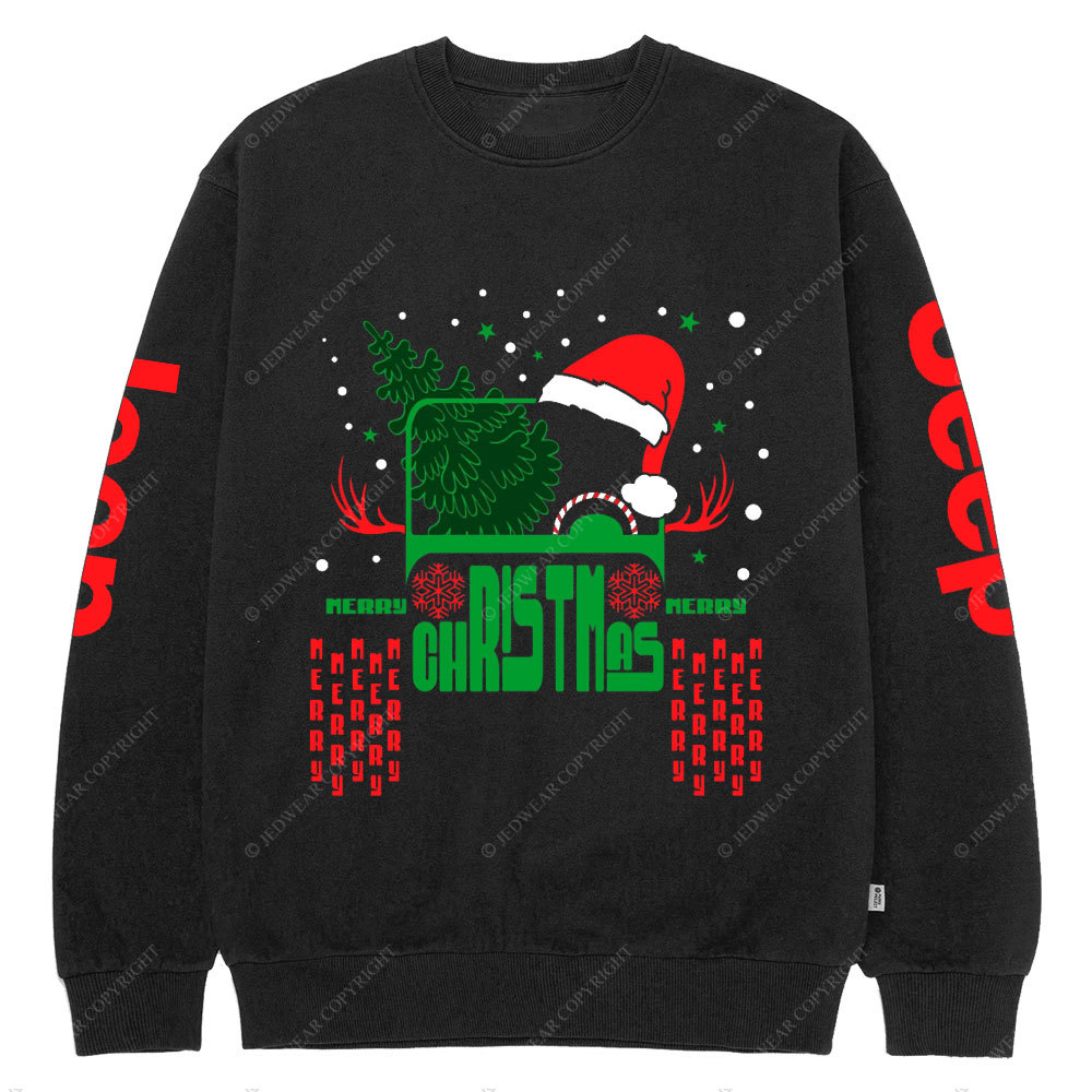 Christmas Hat Off Road Car Crew Neck Sweatshirt