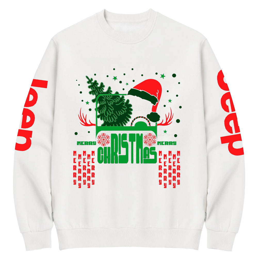 Christmas Hat Off Road Car Crew Neck Sweatshirt