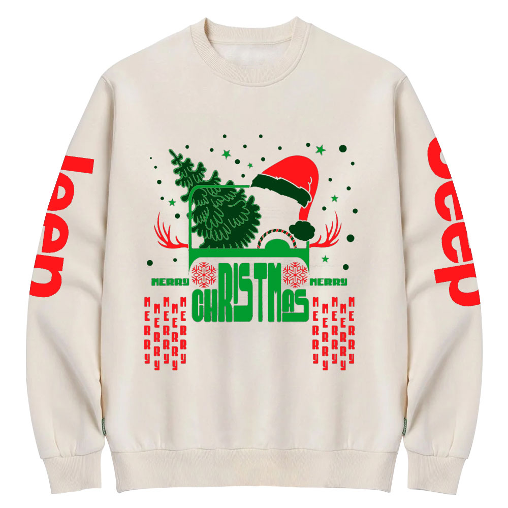 Christmas Hat Off Road Car Crew Neck Sweatshirt
