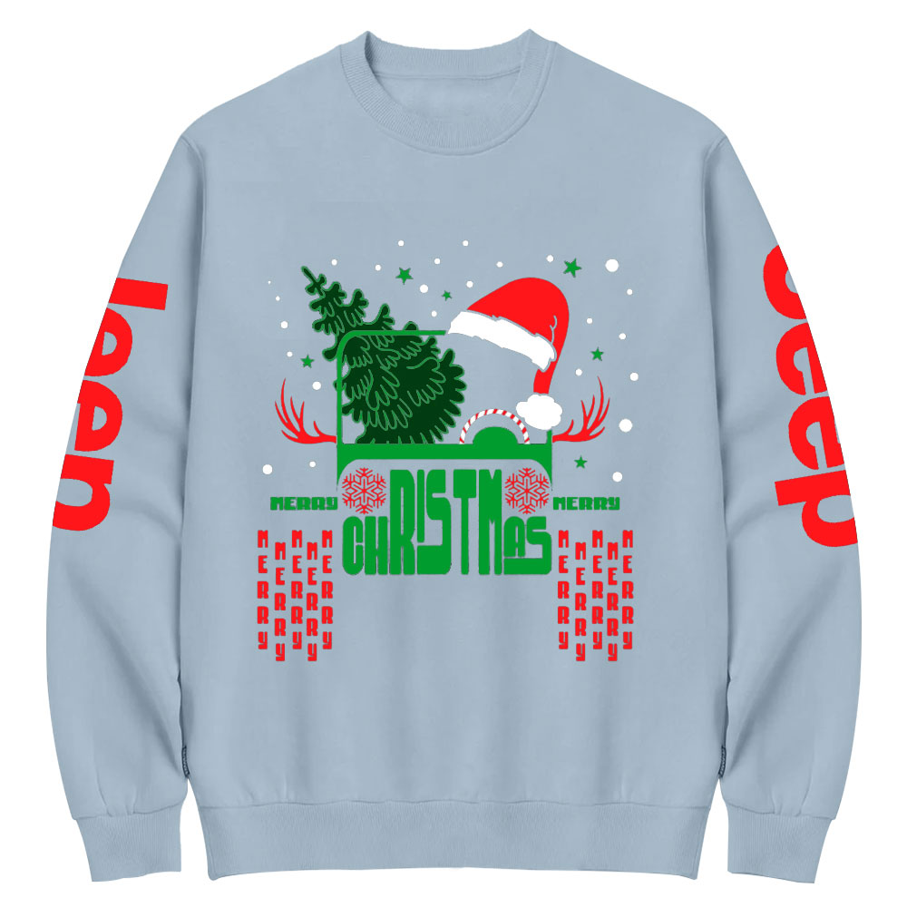 Christmas Hat Off Road Car Crew Neck Sweatshirt