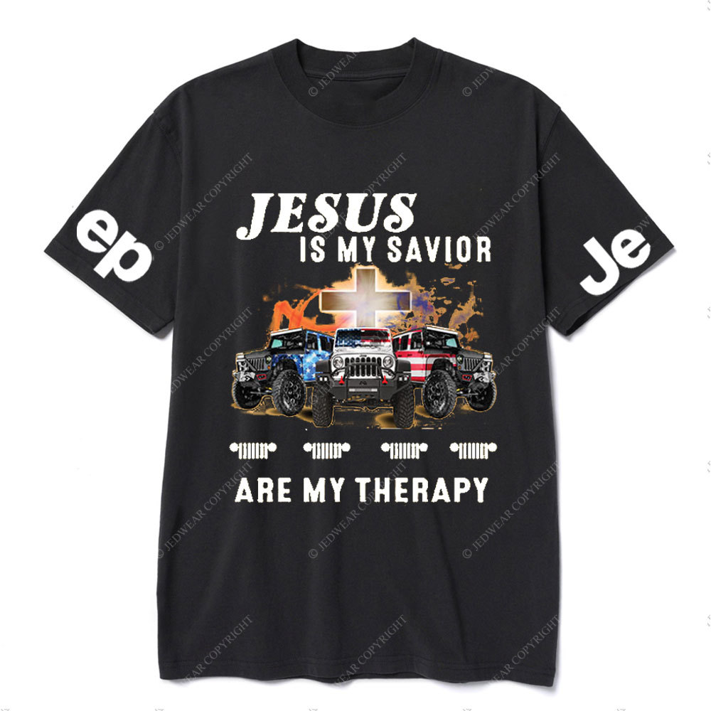 Jesus Is My Savior Jps Are My Therapy Christian Cross Jp American Flag T-Shirt
