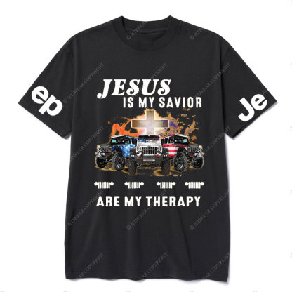 Jesus Is My Savior Jps Are My Therapy Christian Cross Jp American Flag T-Shirt