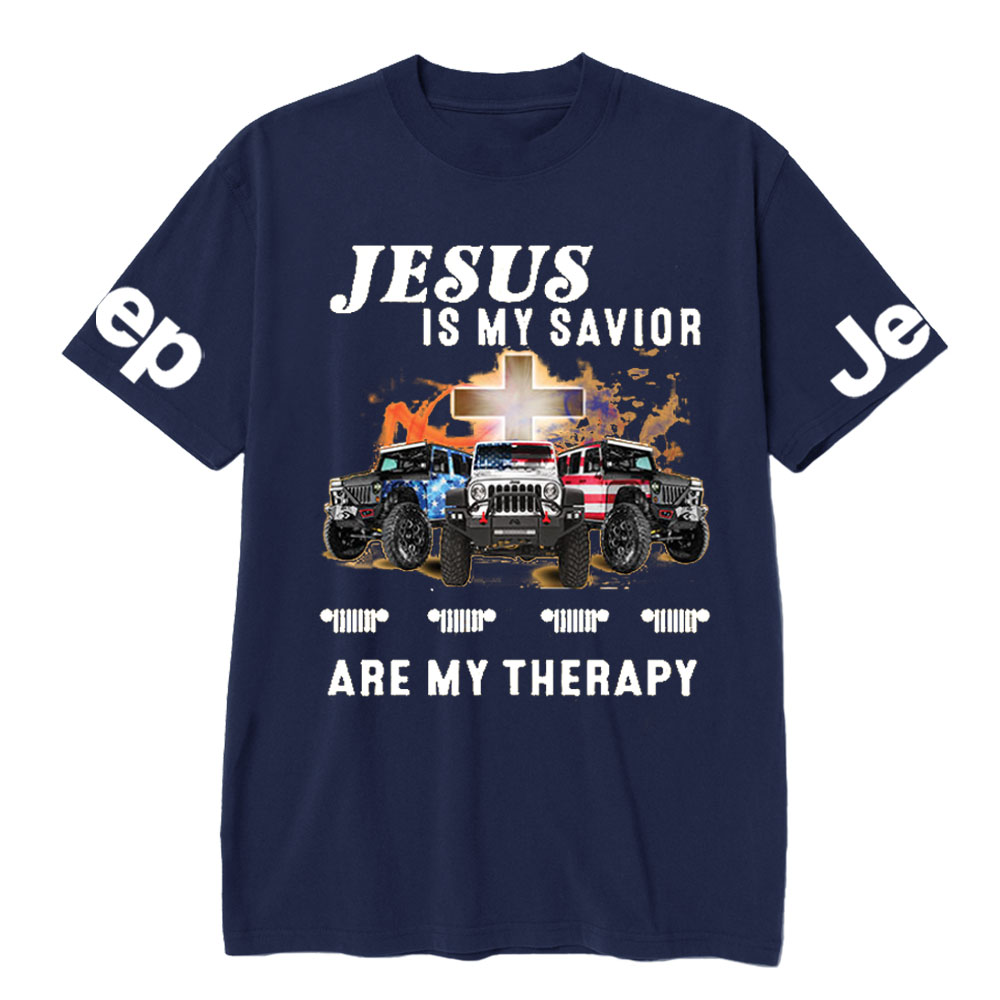 Jesus Is My Savior Jps Are My Therapy Christian Cross Jp American Flag T-Shirt