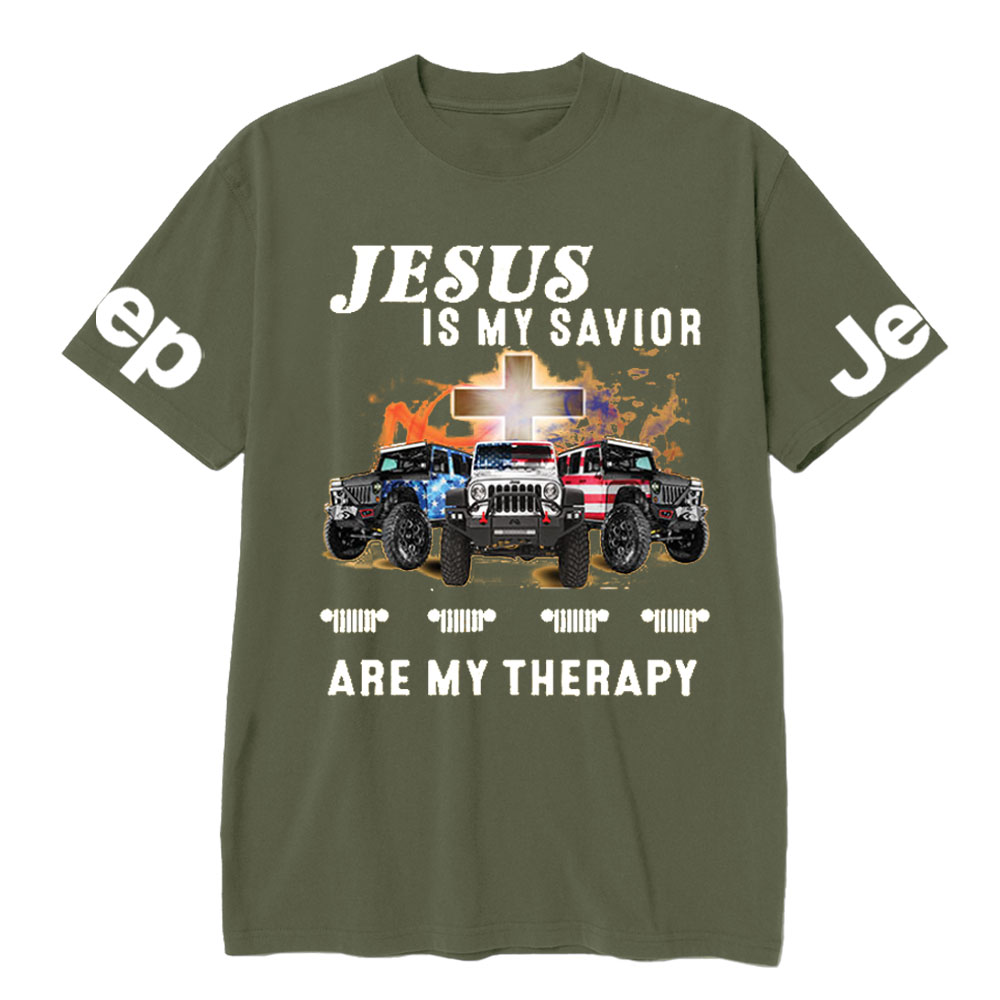 Jesus Is My Savior Jps Are My Therapy Christian Cross Jp American Flag T-Shirt