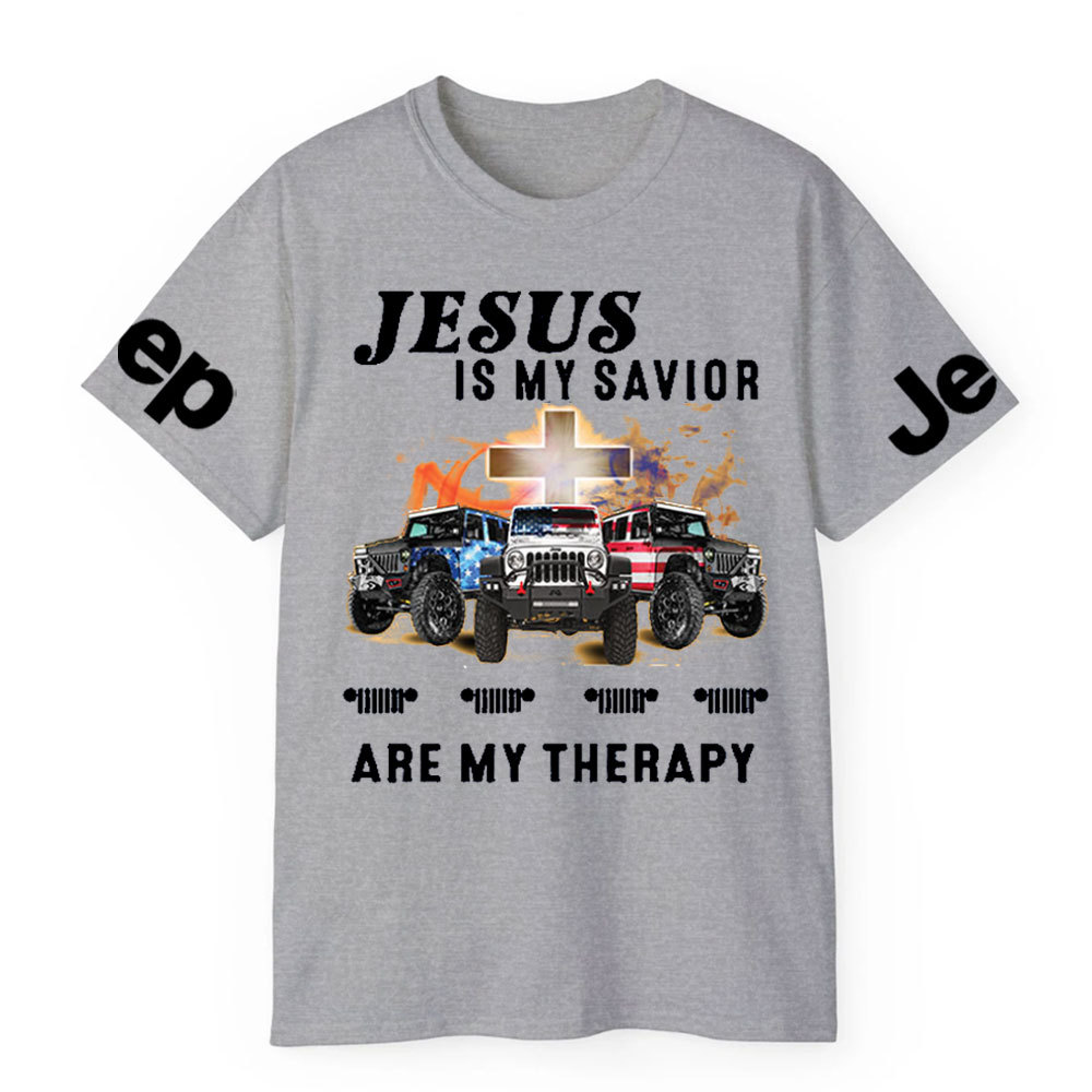 Jesus Is My Savior Jps Are My Therapy Christian Cross Jp American Flag T-Shirt