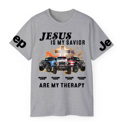 Jesus Is My Savior Jps Are My Therapy Christian Cross Jp American Flag T-Shirt