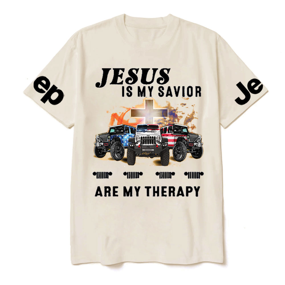 Jesus Is My Savior Jps Are My Therapy Christian Cross Jp American Flag T-Shirt