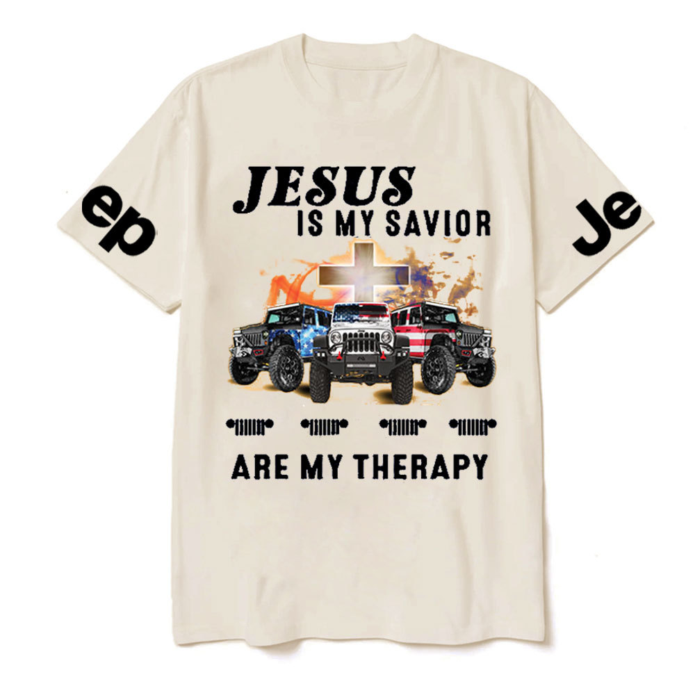 Jesus Is My Savior Jps Are My Therapy Christian Cross Jp American Flag T-Shirt